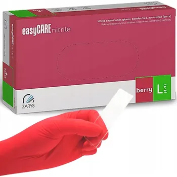 Vyšetřovací rukavice ZARYS lnternational Group easyCARE nitrilové rukavice, malinové, bez pudru, 100 ks Velikost: M
