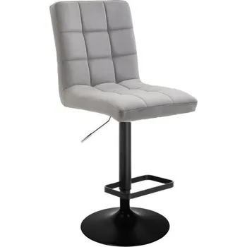 Barová židle LuxuryForm DESIGN Barová židle TOLEDO VELUR na černém talíři - světle šedá