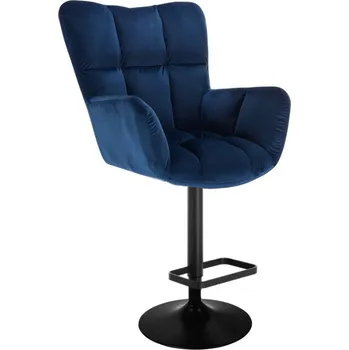 Barová židle LuxuryForm DESIGN Barové křeslo AURORA VELUR na černém talíři - modré