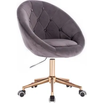 LuxuryForm DESIGN Křeslo VERA VELUR na zlaté podstavě s kolečky - tmavě šedé