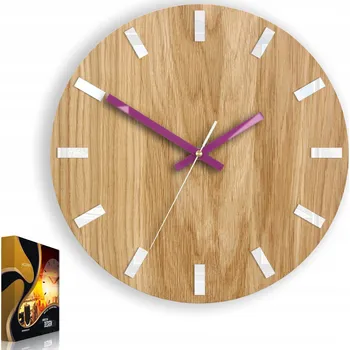 Hodiny Nástěnné hodiny dřevěné Simple bílo-fialové
