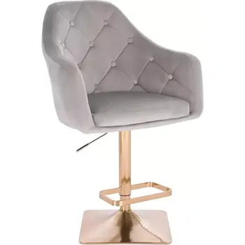 Barová židle LuxuryForm DESIGN Barová židle ANDORA VELUR na zlaté hranaté podstavě - světle šedá