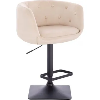 Barová židle LuxuryForm DESIGN Barová židle MONTANA VELUR na černé hranaté podstavě - krémová