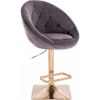 Barová židle LuxuryForm DESIGN Barová židle VERA VELUR na zlaté hranaté podstavě - tmavě šedá