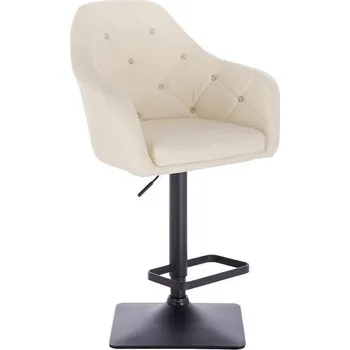 Barová židle LuxuryForm DESIGN Barová židle ROMA na černé hranaté podstavě - krémová