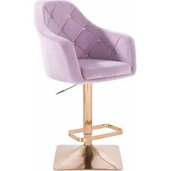 Barová židle LuxuryForm DESIGN Barová židle ROMA VELUR na zlaté hranaté podstavě - levandule