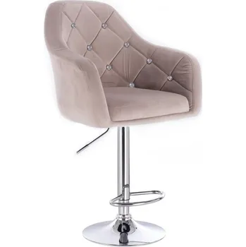 Barová židle LuxuryForm DESIGN Barová židle ROMA VELUR na stříbrném talíři - světle šedá