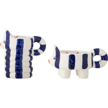 Svícen Bloomingville, Svícny na klasické svíčky Caty bílo-modré 2 ks - Formadore