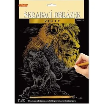 kreativní sada ArtLover Zlatý škrabací obrázek – kreativní sada (lev, 20 × 25 cm)