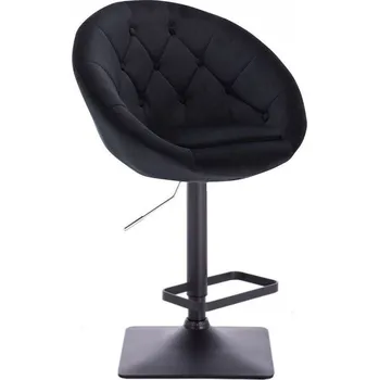 Barová židle LuxuryForm DESIGN Barová židle VERA VELUR na černé hranaté podstavě - černá