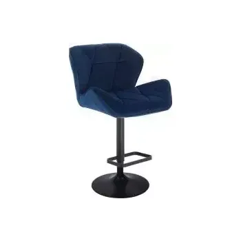 Barová židle LuxuryForm DESIGN Barová židle MILANO VELUR na černém talíři - modrá