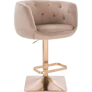 Barová židle LuxuryForm DESIGN Barová židle MONTANA VELUR na zlaté hranaté podstavě - latte