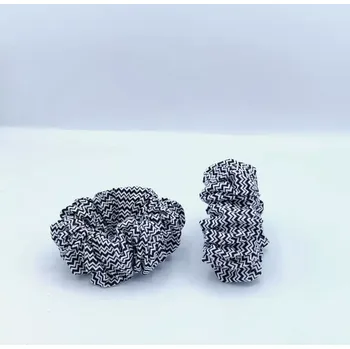 Bavlněná Scrunchie gumička černobílá L