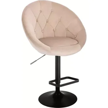 Barová židle LuxuryForm DESIGN Barová židle VERA VELUR na černém talíři - latte