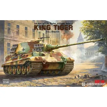 Plastikový model Ryefield model 1/35 Pz.Kpfw.VI Ausf.B King Tiger Henschel Turret Sd.Kfz. 182 with full interior