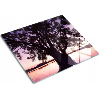 Obraz Dekorativní Deska z Tvrzené Sklo na Krájení Strom a jezero 60x52 cm