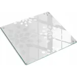 Skleněná kuchyňská deska na krájení s ozdobnou grafikou, květinový vzor, 60x52 cm