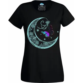 Dámské tričko Motýl Měsíční Noci (Velikost: 4XL, Barva: Černá)