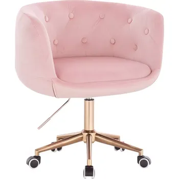 LuxuryForm DESIGN Křeslo MONTANA VELUR na zlaté podstavě s kolečky - růžové