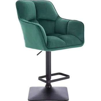 Barová židle LuxuryForm DESIGN Barová židle AMALFI VELUR na černé hranaté podstavě - zelená
