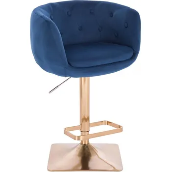 Barová židle LuxuryForm DESIGN Barová židle MONTANA VELUR na zlaté hranaté podstavě - modrá