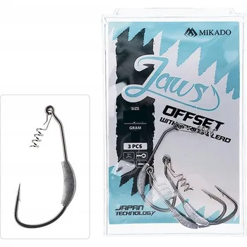 Rybářský háček Háčky na přívlač s protihrotem, čelisti Mikado Jaws Offset, 3 ks