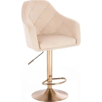Barová židle LuxuryForm DESIGN Barová židle ROMA VELUR na zlatém talíři - krémová