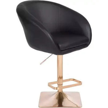 Barová židle LuxuryForm DESIGN Barová židle VENICE na zlaté hranaté podstavě - černá