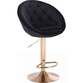 Barová židle LuxuryForm DESIGN Barová židle VERA VELUR na zlatém talíři - černá