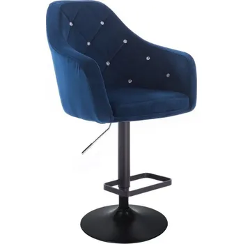 Barová židle LuxuryForm DESIGN Barová židle ROMA VELUR na černém talíři - modrá