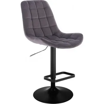 Barová židle LuxuryForm DESIGN Barová židle PARIS VELUR na černém talíři - šedá