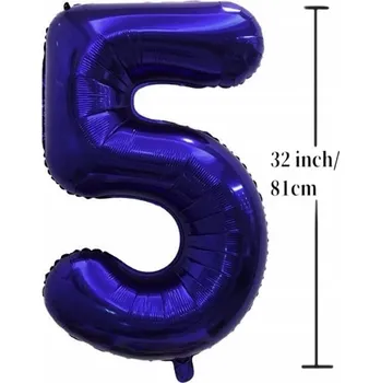 Balónek Fóliový balónek ČÍSLICE 5 Narozeninová oslava GRANÁTOVÝ 81 cm (32 palců)