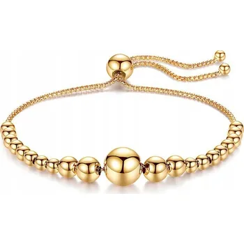 Náramek ZLATÝ DÁMSKÝ NÁRAMEK DVOJITÝ KULIČKY 16 CM OCEL