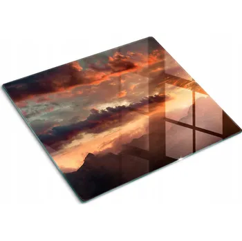 Obraz Deska z Tvrzené Sklo s ozdobným motivem: Hory při západu slunce, 60x52 cm