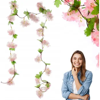 umělá květina Umělá popínavá rostlinná girlanda - Květ divoké třešně 220cm