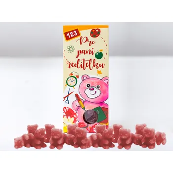 Dárkový potravinový koš Lipoo čajoví medvídci pro paní ředitelku 50 g