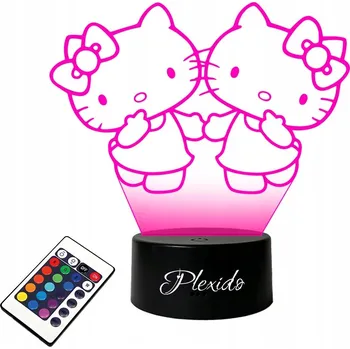 Lampička LAMPKA na SKLE Hello Kitty 3D LED RGB + DÁLKOVÝ OVLADAČ 16 BAREV