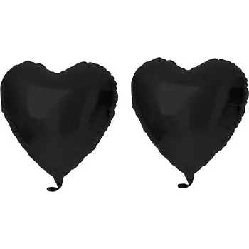 Balónek FOLAT Balón foliový - srdce, matné černé , 45 cm, 2 ks