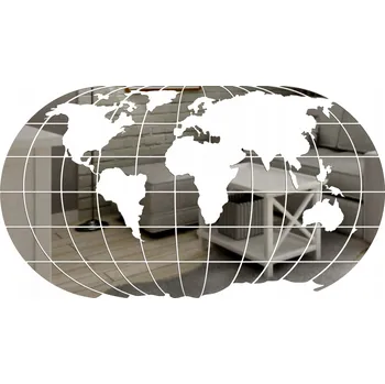 Zrcadlo Zrcadlo Zrcadlo Mapa 100x55 cm Stříbrné Dekorativní