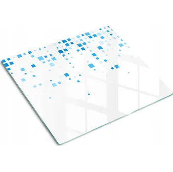 Obraz Ozdobná skleněná deska na krájení a servírování Modré čtverce 60x52 cm