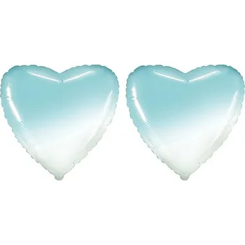 Balónek FLEXMETAL Balón fóliový - srdce, ombré / modrobílé, 48 cm, 2 ks