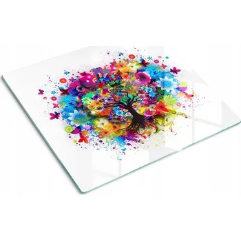 Obraz Multifunkční Dekorační Skleněná Deska do Kuchyně Barevný Strom 60x52 cm