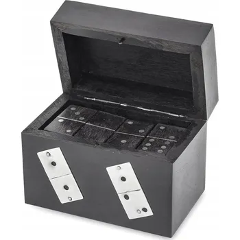 Desková hra Dřevěné domino kostky černé barvy wenge v krabičce - hra