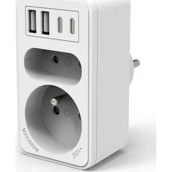 Zabezpečení domácnosti VELAMP zásuvková rozdvojka s USB-A+C