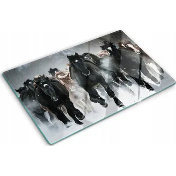 Obraz Kuchyňská Multifunkční Dekorativní Skleněná Deska Koně v cvalu 80x52 cm
