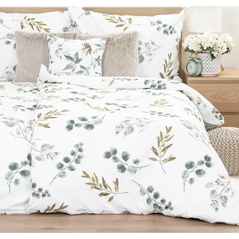 Povlečení 4Home Bavlněné povlečení Eukalyptus zelené 140 x 200, 70 x 90 cm zipový uzávěr