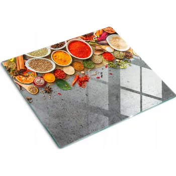 Obraz Skleněná kuchyňská deska na servírování s grafikou Směs koření 60x52 cm