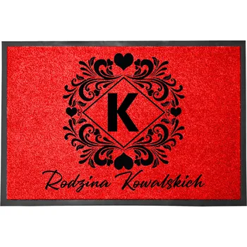 WYCIERACZKA CZERWONA 40X60 TWOJE INICJAŁY PERSONALIZOVANÁ ROHOŽKA DOMŮ BYT HIT