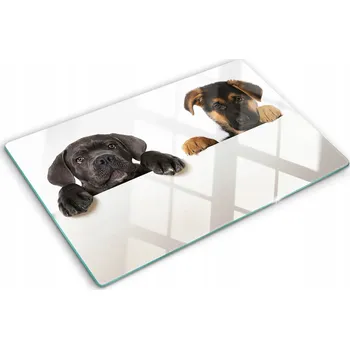 Obraz Skleněné dekorativní prkénko Na Servírování Jednohubek Tři štěňata 80x52 cm