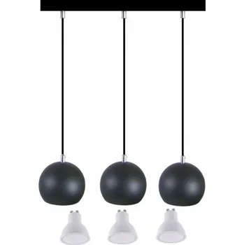 ZÁVĚSNÁ LAMPA KOULE 3X12cm ČERNÁ + CHROM + 3 GU10